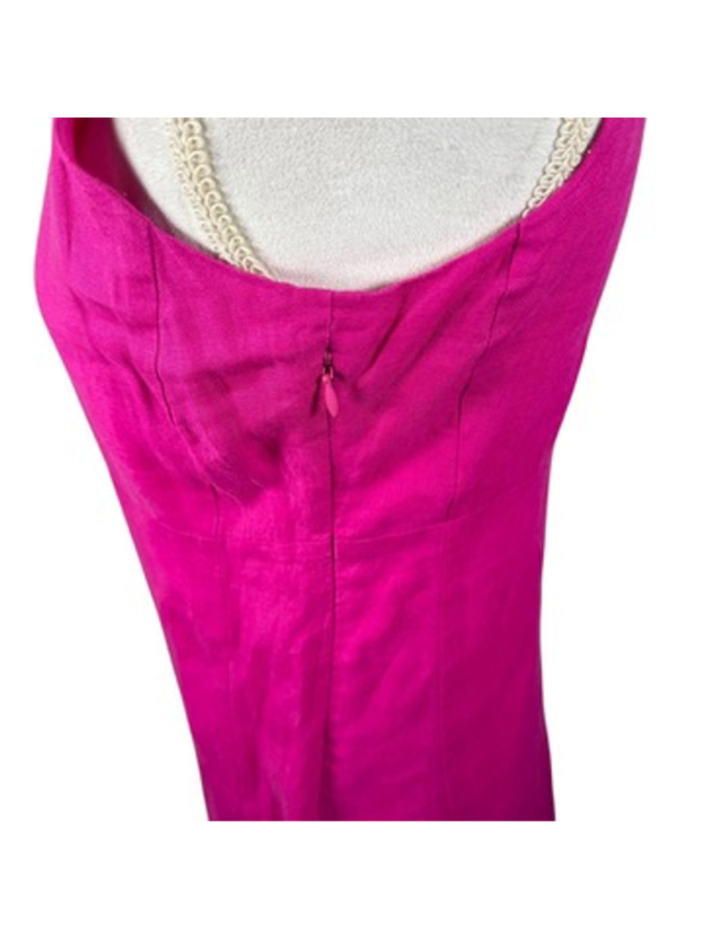 Eileen Fisher System Pink 100% Irish Linen Ruffle Hem Tank Dress Chic Size XS - Picture 7 of 11